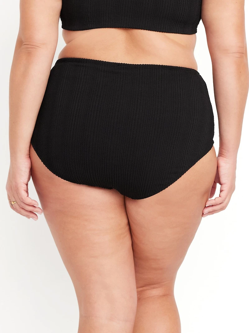 High-Waisted Ribbed Bikini Swim Bottoms