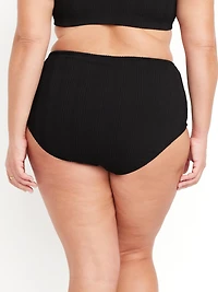 High-Waisted Ribbed Bikini Swim Bottoms