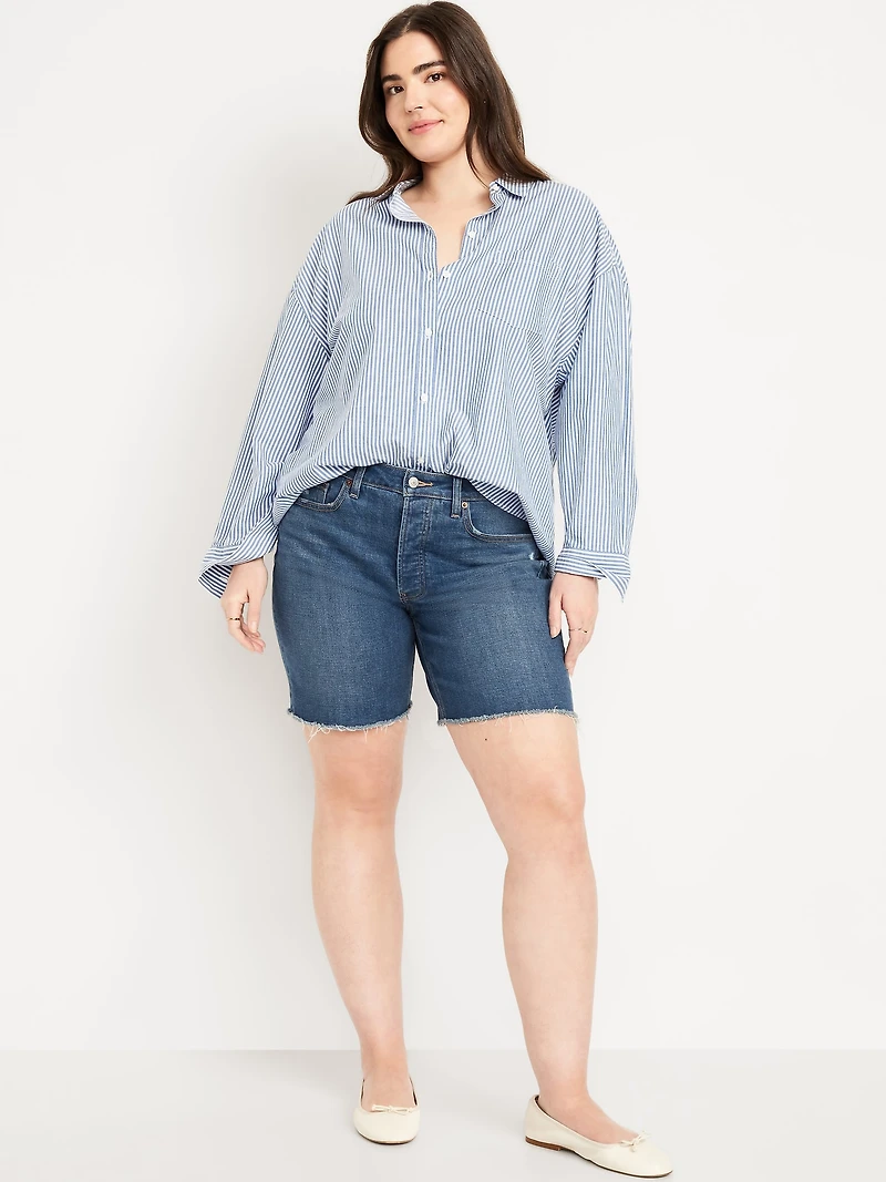 High-Waisted OG Button-Fly Jean Shorts -- 7-inch inseam
