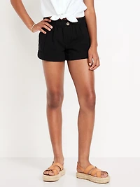 Loose Double-Weave Utility Shorts for Girls