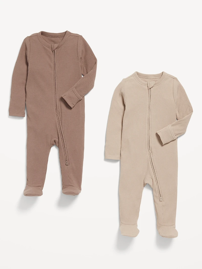 Unisex 2-Way-Zip Sleep & Play Footed One-Piece 2-Pack for Baby