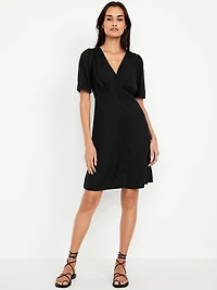 Button-Down Crepe Mini Dress