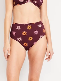 High-Waisted Textured Bikini Swim Bottoms