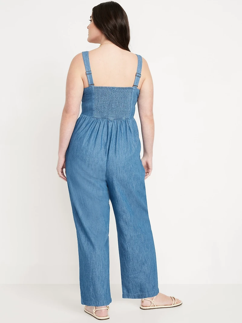 Button-Front Cami Jumpsuit