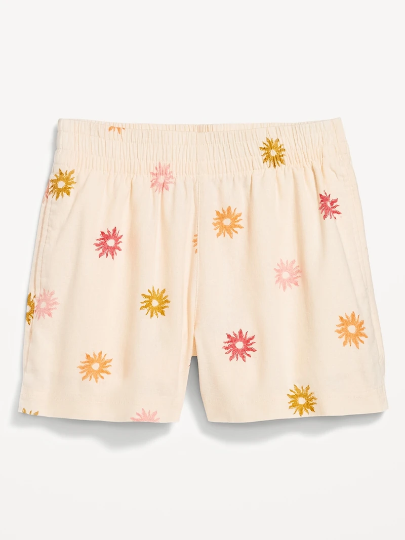 High-Waisted Linen-Blend Pull-On Shorts -- 3.5-inch inseam