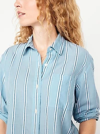 Cropped Button-Down Striped Shirt