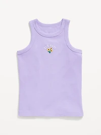Fitted Ribbed Logo-Graphic Tank Top for Girls