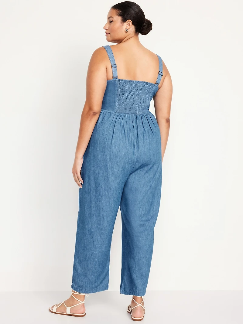 Button-Front Cami Jumpsuit
