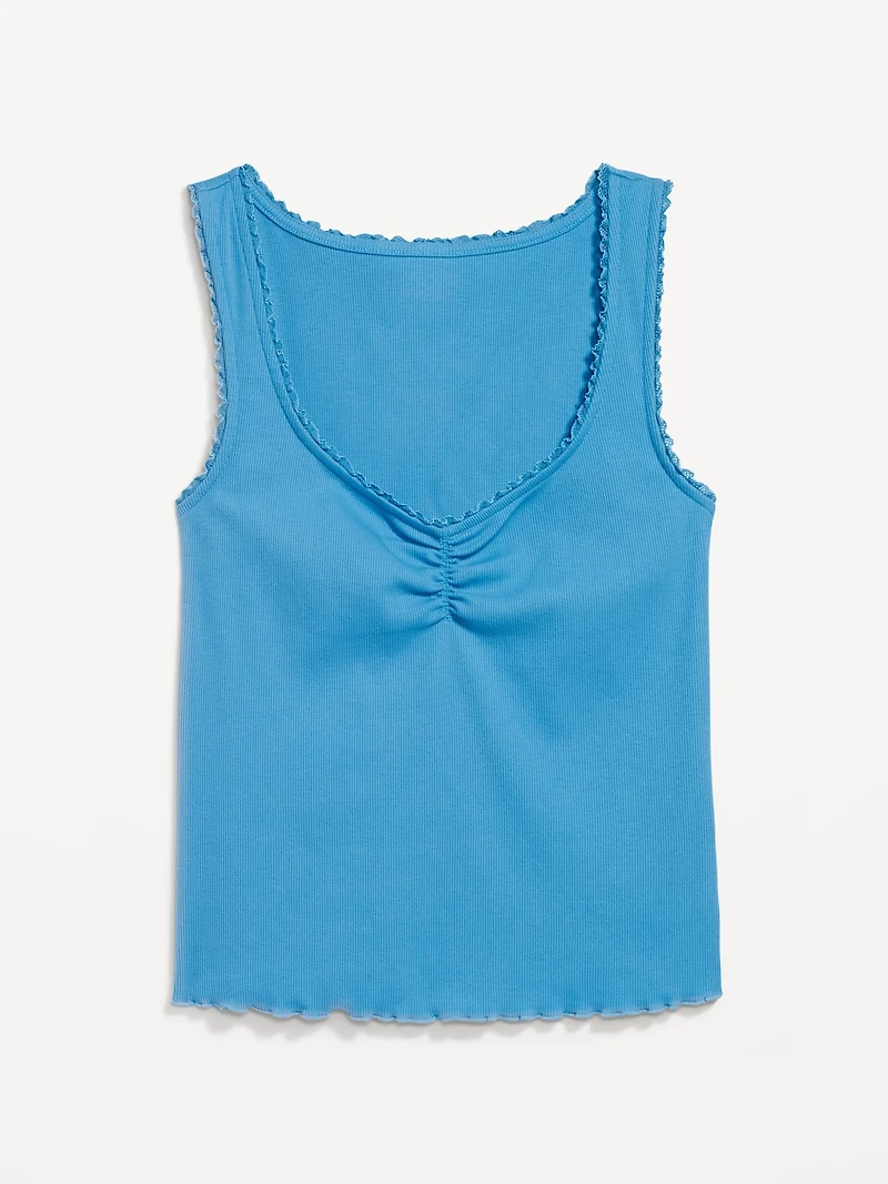 Ribbed Cinched-Front Tank Top