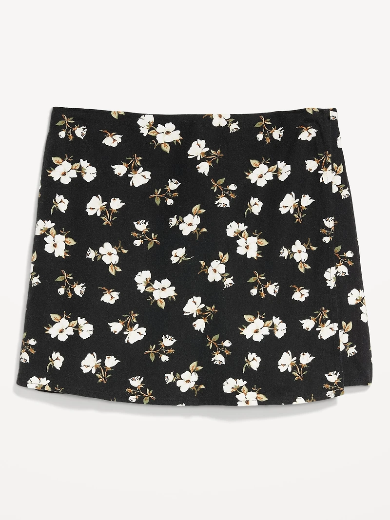 High-Waisted Linen-Blend Mini Skort
