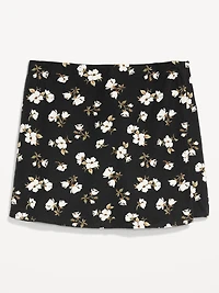 High-Waisted Linen-Blend Mini Skort