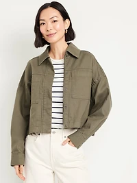 Canvas Crop Utility Jacket
