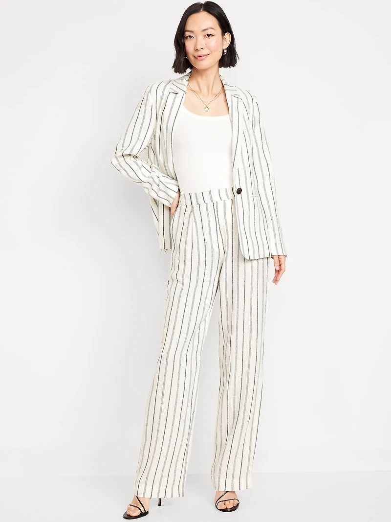 Extra High-Waisted Linen-Blend Taylor Wide-Leg Trouser Pants