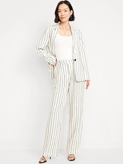 Extra High-Waisted Linen-Blend Taylor Wide-Leg Trouser Pants