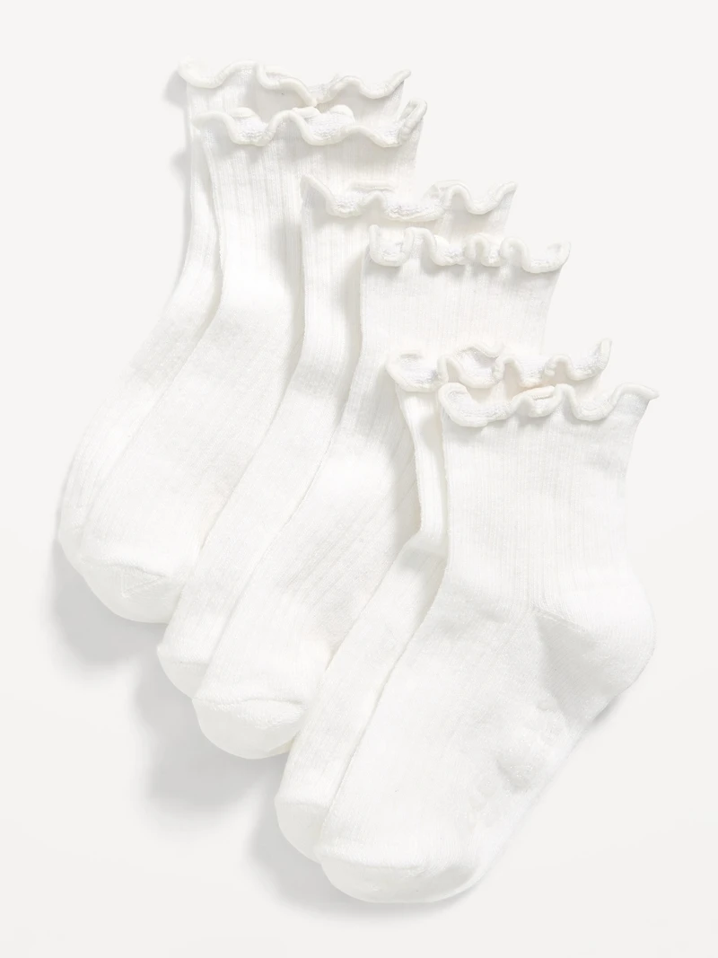 Ruffle-Cuff Crew Socks 3-Pack for Toddler & Baby