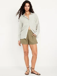 High-Waisted Linen-Blend Shorts - 3.5-inch inseam
