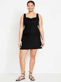 High-Waisted Linen-Blend Mini Skirt