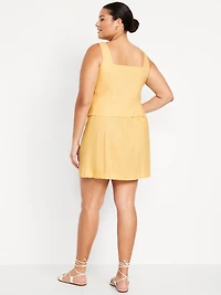 High-Waisted Linen-Blend Mini Skirt