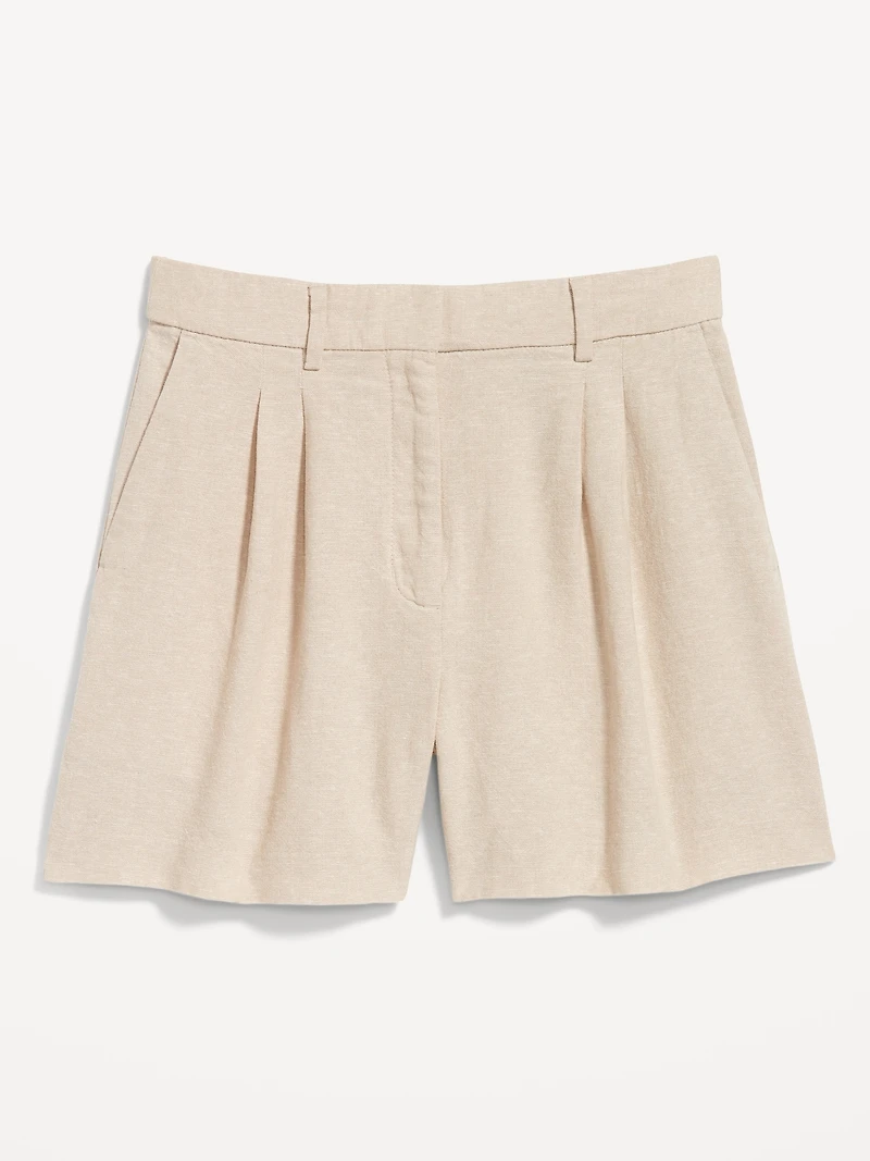 Extra High-Waisted Linen-Blend Taylor Trouser Shorts - 5-inch inseam