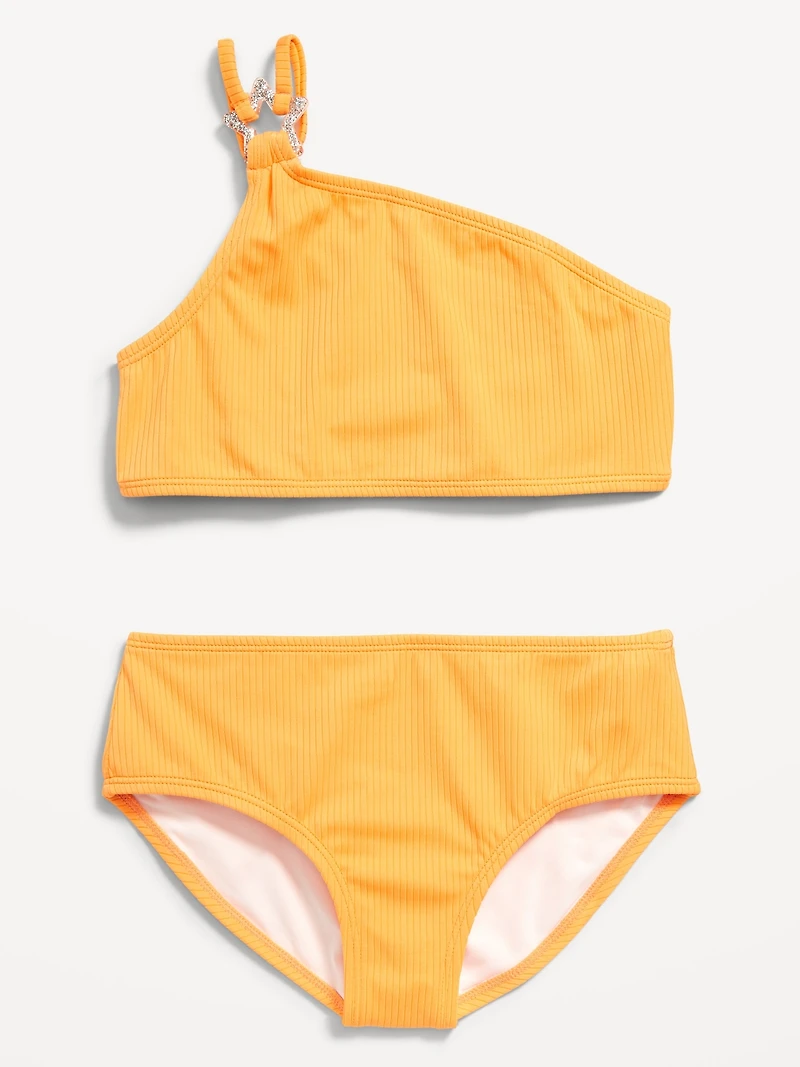 Ribbed Asymmetric Swim Set for Girls