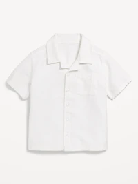 Linen-Blend Pocket Shirt for Toddler Boys
