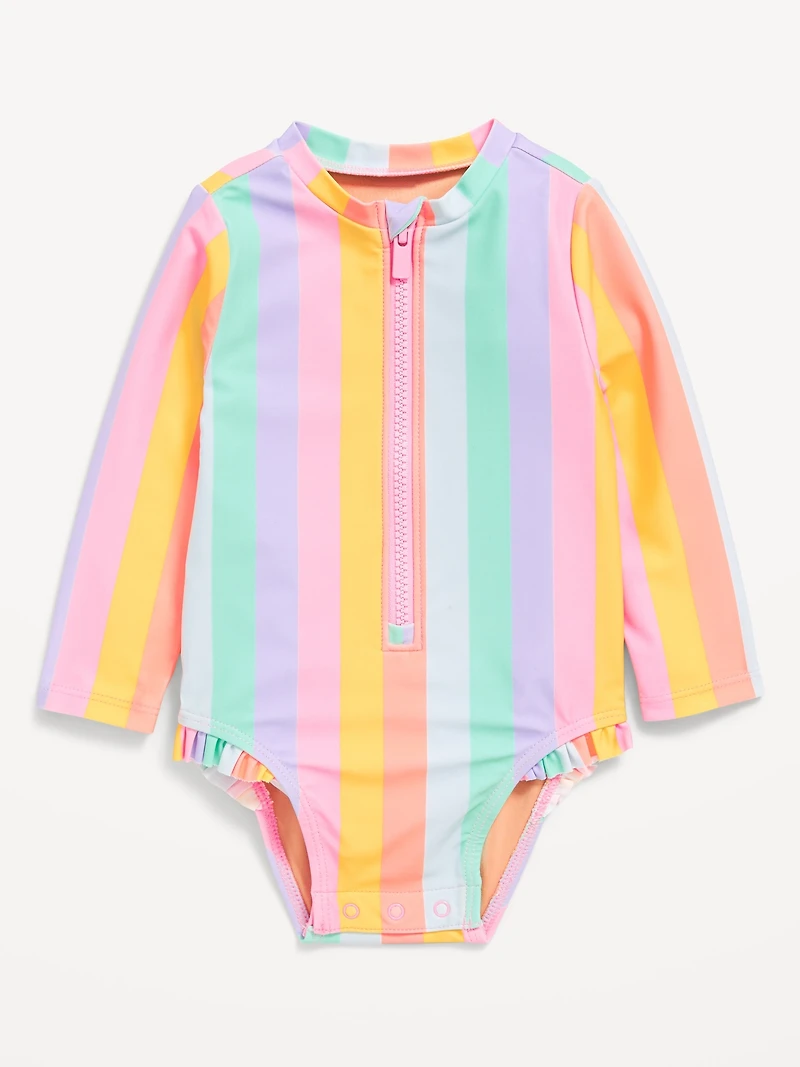 Printed Zip-Front Rashguard One-Piece Swimsuit for Baby