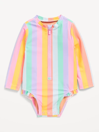 Printed Zip-Front Rashguard One-Piece Swimsuit for Baby