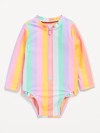 Printed Zip-Front Rashguard One-Piece Swimsuit for Baby