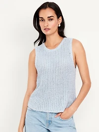Sleeveless Open-Stitch Sweater