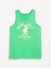 Fitted Back Cutout Graphic Tank Top for Girls