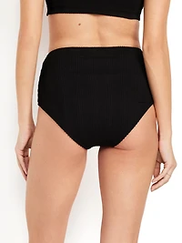 High-Waisted Ribbed Bikini Swim Bottoms