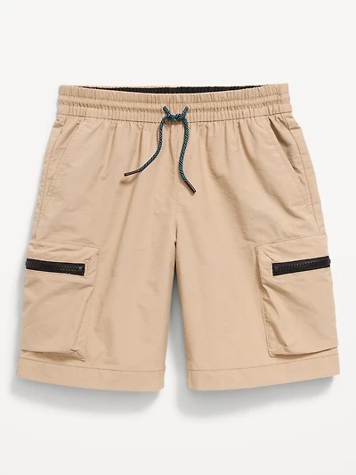 At Knee Zippered Cargo Pocket Tech Shorts for Boys