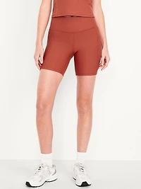 High-Waisted PowerSoft Pocket Biker Shorts - 6-inch inseam