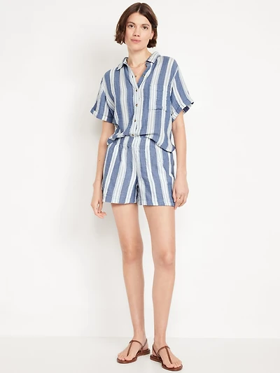 High-Waisted Crinkle Gauze Shorts - 4-inch inseam