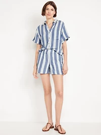 High-Waisted Crinkle Gauze Shorts - 4-inch inseam