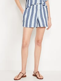 High-Waisted Crinkle Gauze Shorts - 4-inch inseam