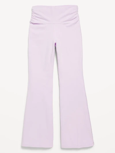 High-Waisted PowerChill Side-Ruched Flare Leggings for Girls