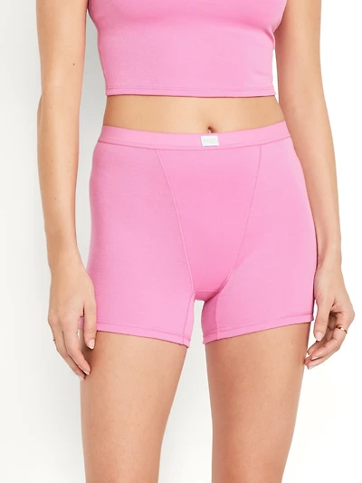 High-Waisted Ribbed Boyshort Briefs - 3-inch inseam