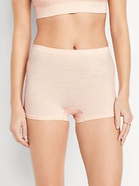 Mid-Rise Seamless Lace Boyshort Underwear