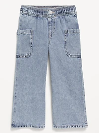 Pull-On Baggy Wide-Leg Cargo Jeans for Toddler Girls
