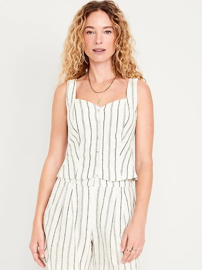 Button-Front Linen-Blend Vest