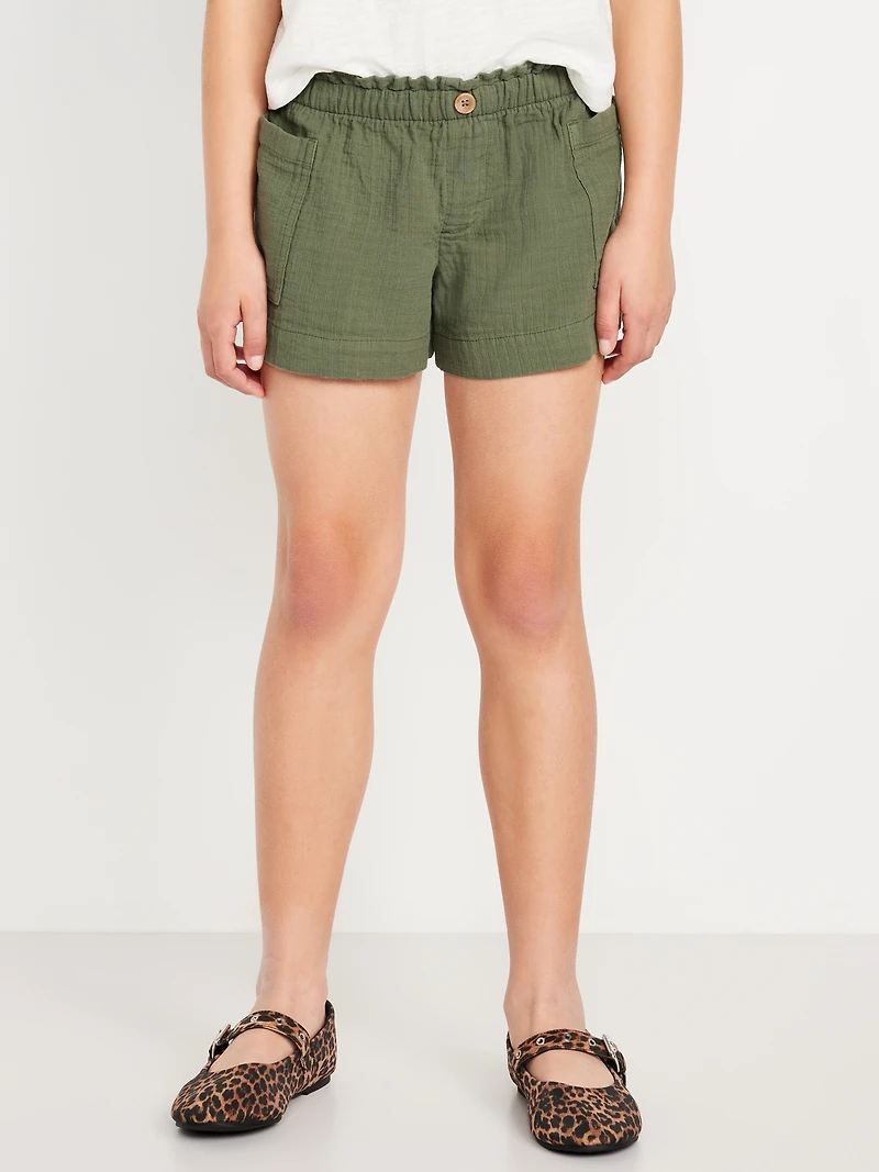 Loose Double-Weave Utility Shorts for Girls