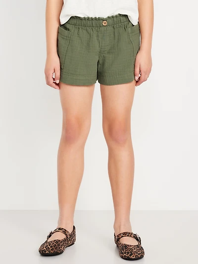 Loose Double-Weave Utility Shorts for Girls