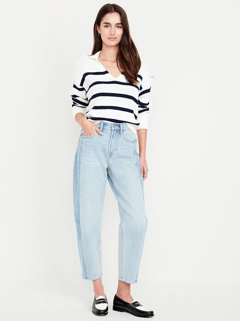 High-Waisted Barrel Ankle Corduroy Pants