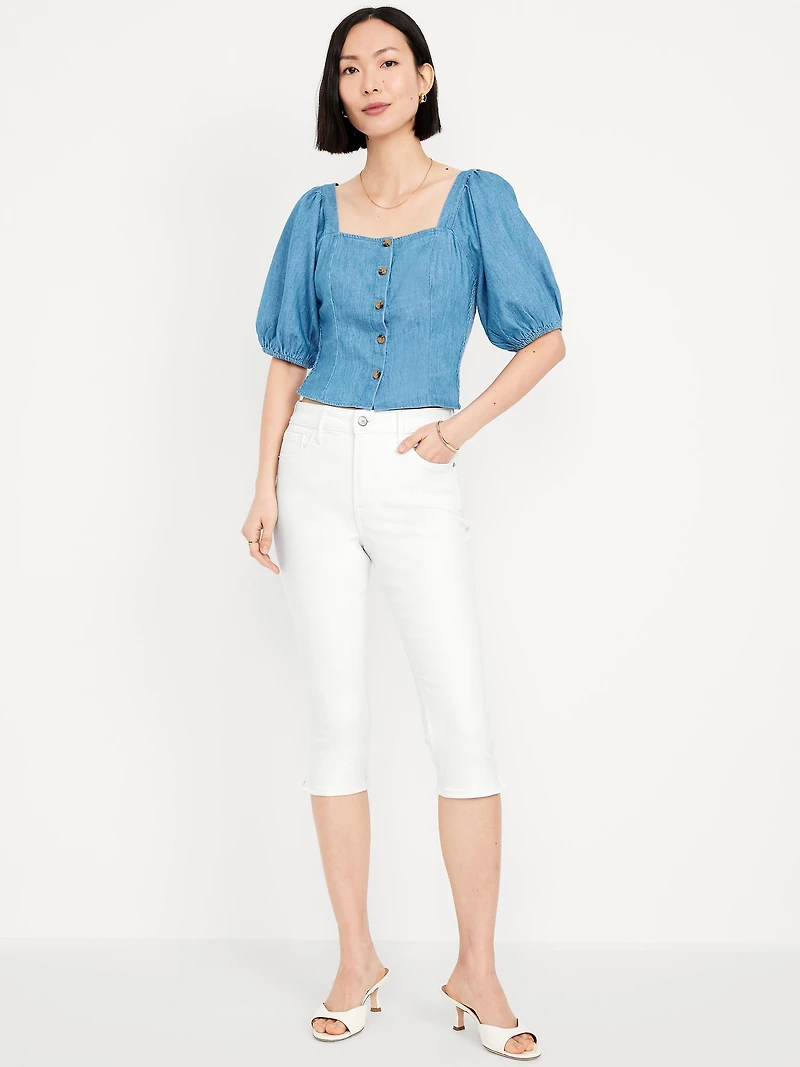 High-Waisted Rockstar Slim Capri Jeans