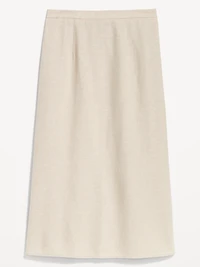 Mid-Rise Linen-Blend Midi Skirt