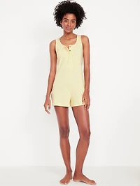 Rib Henley Pajama Romper