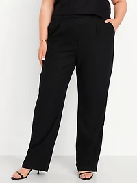 Extra High-Waisted Linen-Blend Taylor Wide-Leg Trouser Pants