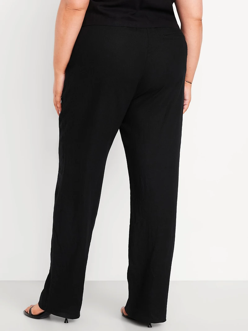 Extra High-Waisted Linen-Blend Taylor Wide-Leg Trouser Pants
