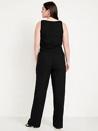 Extra High-Waisted Linen-Blend Taylor Wide-Leg Trouser Pants